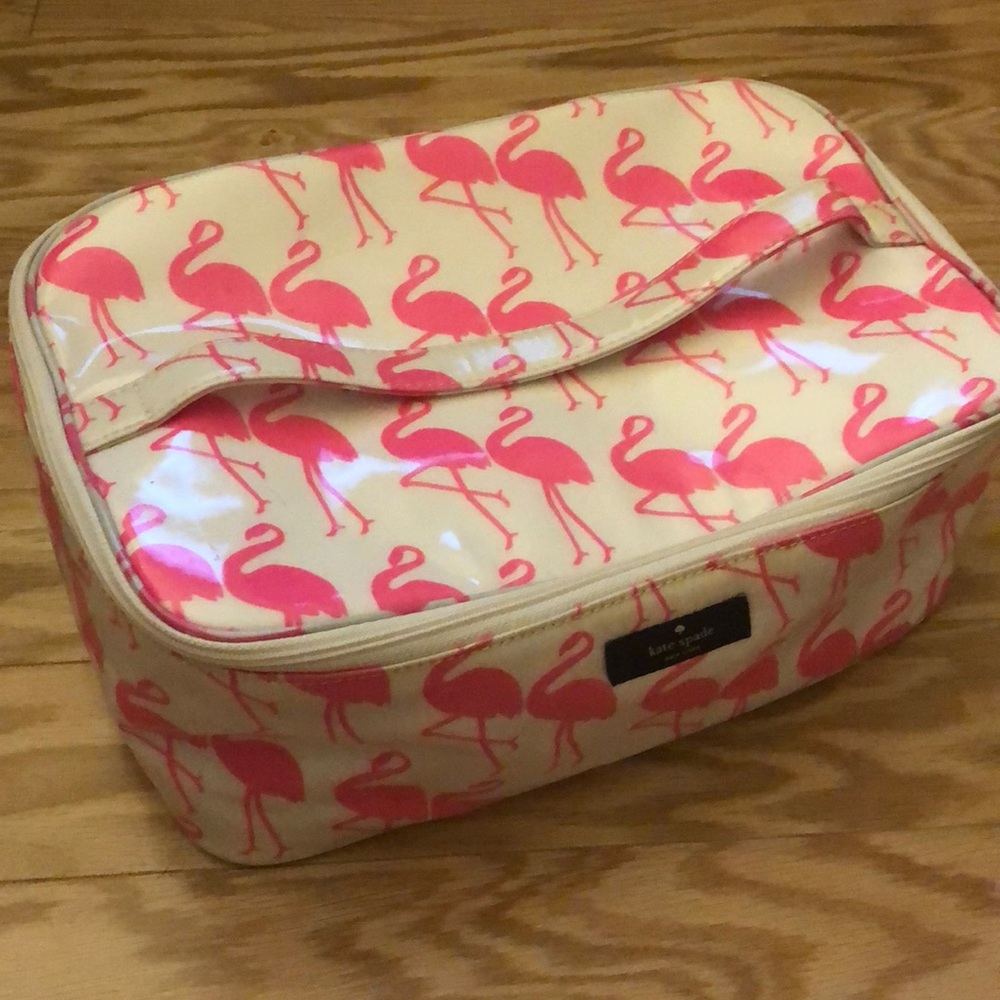 Kate Spade flamingo print cosmetic bag